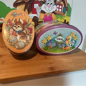 Vintage Pair 1980s Easter Candy Tins